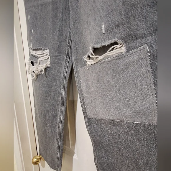 NWOT - Old Navy Extra High-Waisted Button-Fly Sky-Hi Straight Patchwork Sz.14 - Picture 8 of 12